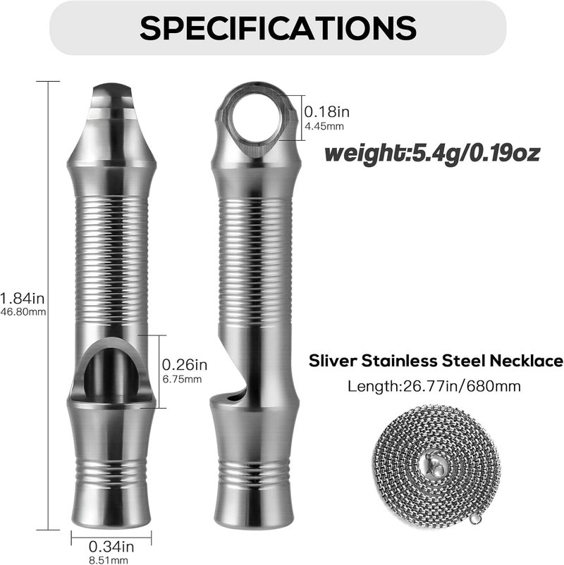 TISUR Titanium Emergency Whistle,EDC Safety Whistles Necklace Loud up to 120db,Survival Whistles for Survival,Hiking,Camping,Pets Training - Image 2